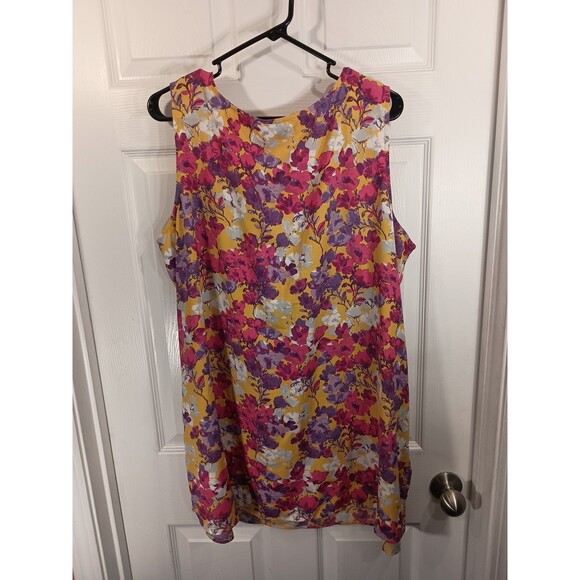 Jessica London Top Plus Size 24W Multicolor Floral Sleeveless - Picture 3 of 8